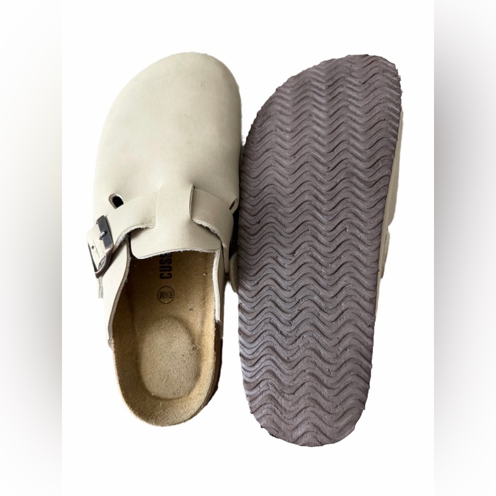 Cream Suede Clogs for Women - Picture 2 of 2